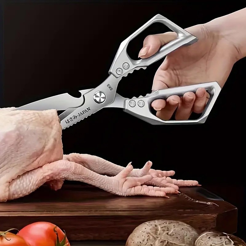 Heavy-Duty Stainless Steel Kitchen Scissors - Multi-Functional Chicken Bone Cutting
