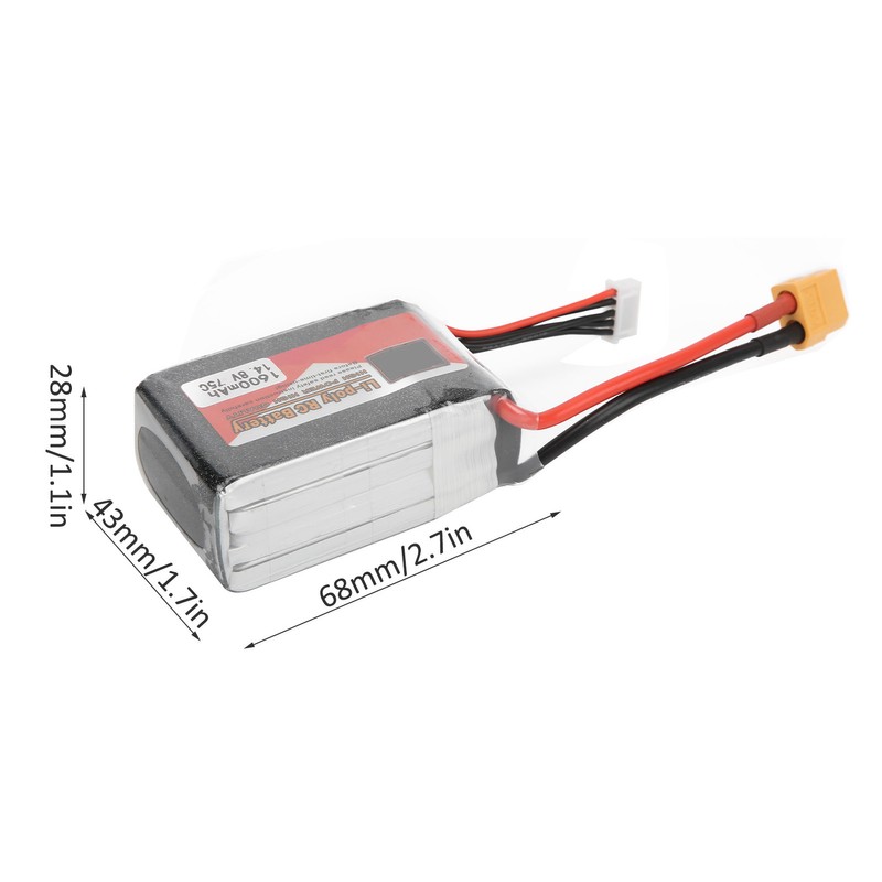 14.8V 4S 1600mAh 75C XT60 Plug RC Car Boat LiPO