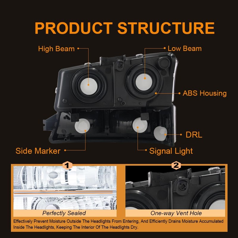 DimFlux LED DRL Headlight Compatible with 2003-2006 Chevy Silverado/ 2003-2006