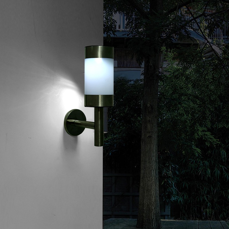 2Pcs Stainless Steel LED Solar Power Wall Mount Light Outdoor
