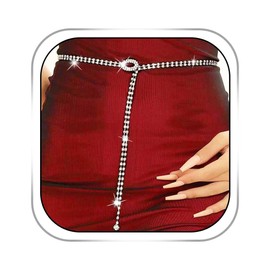 Sinalty Silver Rhinestone Waist Belts Heart Chain Belt Crystal Waist Chains for Women (Silver-01)