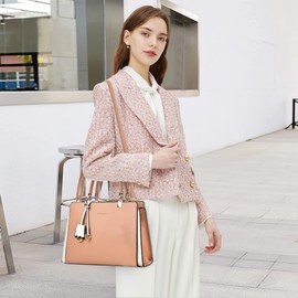 DEEVORCA Elegant Women's Handbag Fashion Lightweight Shoulder Bag with Handle Large Capacity Bag Tote Bag for Shopper Travel Daily Holiday Business Work PU Leather Women's Handbags, pink