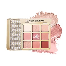 Wirwody Eyeshadow Palette, 9 Colors, Glitter Powder, High Color, Long Lasting, Natural Makeup Stage Makeup, Jam Rose