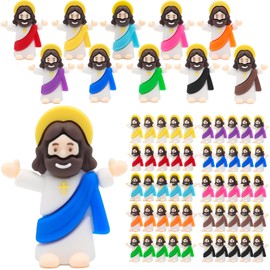 Yelakey Mini Jesus Figures 50 Pack Christ Jesus Figurines Original Design Little Pocket Jesus to Hide and Seek Religious Party Favors Baptism Gifts Sunday School for Easter Egg Stuffers Fillers