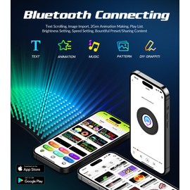 VDIKKS Programmable LED Sign APP Control USB 5V FPCB Digital Sign Image Import Text Scrolling Easy to Animate LED Display Sign for Car Windshield Home Decor Store Window