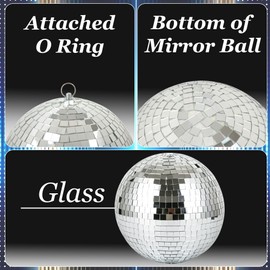 NuLink 8inch Disco Ball Decor Mirror Balls Hanging Disco for Party Decorations Wedding Home