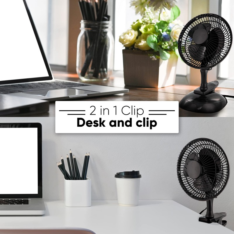 RamPro Portable Desk and Clip on Fan, 6 Inch Fans