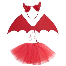 Topkids Accessories Tutu and Animal Headband Costumes for Kids, Girls Dressing Up Costumes, Fancy Dress, Toddler Dress Up, Dragon Costume, Devil Costume, Ladybird Costume (Red Devil)
