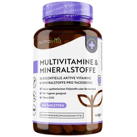 Multivitamins & Minerals, 365 Vegan Multivitamin Tablets, Supply for 1 Year, Multivitamin Tablets for Men and Women with 26 Essential Active Vitamins & Minerals