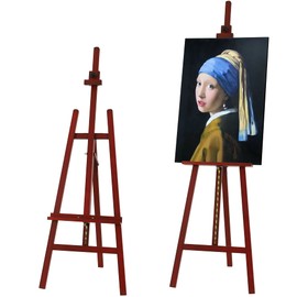 VISWIN Wooden Art Easel for Painting, Adjustable & Foldable Beech Wood Display Easel Stand for Canvas, Hold Canvas up to 43", 57''-76" H Floor Art Easel for Adults, Artists, Beginners - Walnut