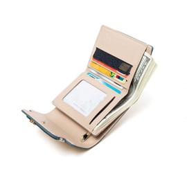 TOPKULL Wallets for Women Rfid Small Womens Wallet Trifold Flower Leather Ladies Wallet with Card Holder&Zipper Coin Purse (Blue)