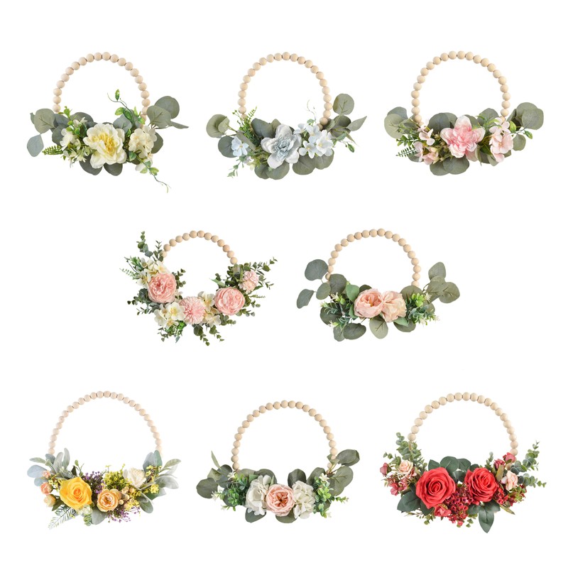 Artificial Garland Wood Pearl Decorative Flower Wreath Tea Garland Home