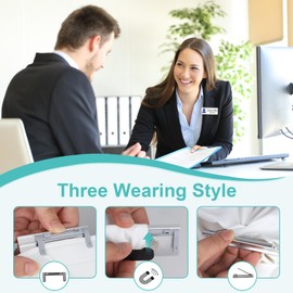 EFUTURETIME 20 x Name Badges with Magnet 72 mm x 31 mm for Clothing with Pin for Clip-on Aluminium Name Plate Holder with Paper Slot for Work, Exhibition, Restaurant, School