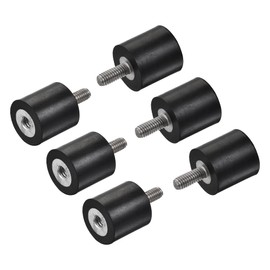 sourcing map M4 Rubber Mounts, 6pcs Male/Female Vibration Isolator Shock Absorber, for Garage Motor Air Compressor Car Boat Bobbins, D15mmxH15mm