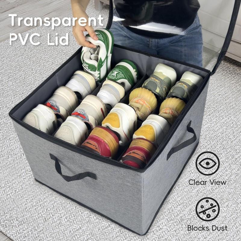 Vexalora Shoe Organizer Box 2 Pack, Shoe Storage Organizer with