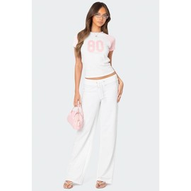 80'S Raglan T Shirt - Color: WHITE AND PINK, Size: XL