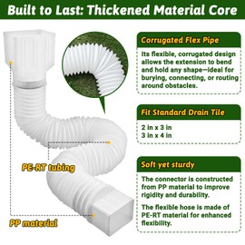 COYXiCE 2 Pack Rain Gutter Downspout Extensions 60" with Filter, Corrugated Flexible Gutter Pipe, Downspout Diverter, Down Spout Drain Extension, Extendable from 20" to 60", Screws for Included, White