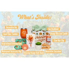 Sunny&Wise Orange Themed Gift Baskets for Women - Designed in USA - Care Package, Self Care Gifts, Get Well Soon, Thinking of You