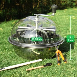 VIVOSUN 19 inch Bud Leaf Bowl Trimmer with Clear Visibility Dome, Sharp Stainless Steel Blades for Spin Cut, Solid Metal Gear Box, and Hand Pruner (Upgraded Version)