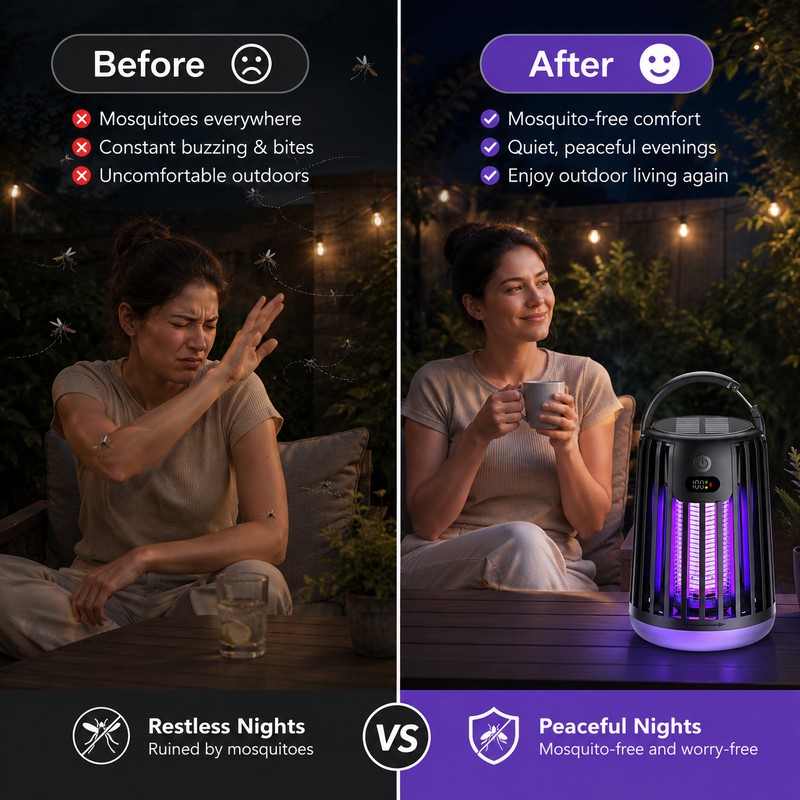 Solar Bug Zapper Garden Light for Outdoor Use – Rechargeable