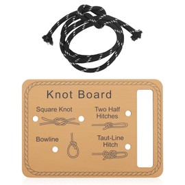 lasuroa Square Wooden Learn Knot Training Board with Nylon Rope, Knot Tying Practice Board for Outdoor Camping Survival Fishing & DIY Crafts