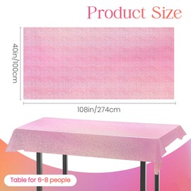 1 Piece Pale Pink Holographic Laser Tablecloths Light Pink Shiny Table Covers 40" x 108" Disposable Rectangle Table cloths for Girl Birthday Party Wedding Anniversary Bachelorette Baby Shower Décor