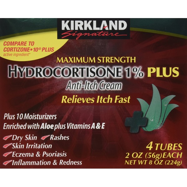 Kirkland Hydrocortisone %1 Cream 4 Tubes 2oz Each