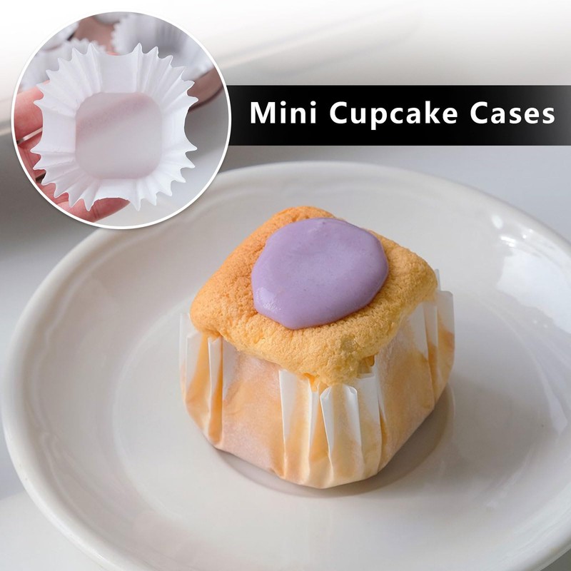 BRIOTA 100pcs Square Cupcake Liners, 2.4x1.7x1.6 Inch Cupcake Cases White,
