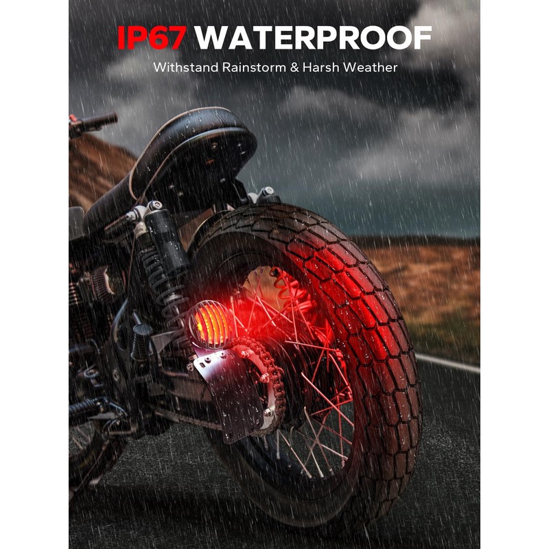 Amazicha 1" Motorcycle LED Tail Brake Light with Bracket, Waterproof