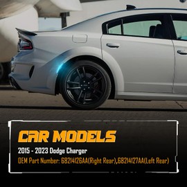 POPMOTORZ 2PCS Ice Blue LED Side Marker Lights Assembly Compatible With 2015 2016 2017 2018 2019 2020 2021 2022 2023 Dodge Charger Rear Fender LED Bumper Side Marker Lights Lamps Smoked Lens