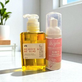 WYLOW BEAUTY- DOUBLE CLEANSE METHOD SET- Oil Cleanser (3.5oz) & Renew & Glow Cleansing Mousse (1.7 oz) *Vegan, All Skin Types*