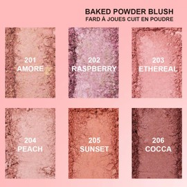 Baked Blush, Marbleized Blush for Cheeks, Shimmery Satin Finish Blushes Powder Palette, Buildable Color Natural Face Makeup Powder