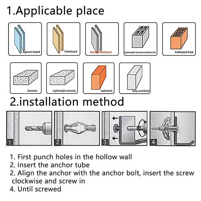 Plasterboard Wall,Plugs and Screws/Wall Fixing Plastic Expansion/Plug Anchor Bolts Anti