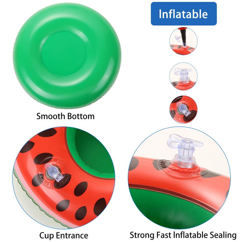 6 Pack Watermelon Inflatable Drink Holder, LIYDE Drink Floaties Fruit