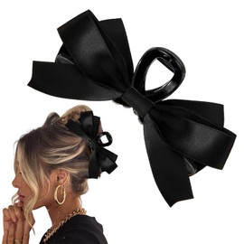 ZSRVAJ Bow Claw Clip, Large Bow Clip, Nonslip Bow Hair Clip, Black Hair Bow for Women Girls Thick Thin Hair Dress Up Accessories Birthday Party Show Christmas Thanksgiving
