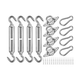 ZFYQ Awning Attachment Set, M5 Heavy Duty Stainless Steel Sun Shade Sail Hardware Kit for Rectangle and Square Sunshade Sail for Garden Lawn Outdoor, 44Pcs