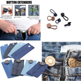 14Pcs Button Extenders for Jeans & Pants | No-Sew Waistband Extender 1-2.56 Inch | Metal & Silicone Adjustable Fit | Multi-Color for Women Men