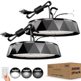 Aphyni 2pack UFO LED High Bay Light 5000K High Bay LED Shop Lights with US Plug，150W, 24000LM (650W MH/HPS Eqv.),0-10V Dimmable, IP65 Bay Lighting for Warehouse/Gym/Factory - ETL/DLC