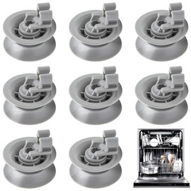 Dishwasher Basket Wheels, Pack of 8 Dishwasher Wheels, 30 mm Basket Rollers, Dishwasher Upper Basket Wheels (Grey)
