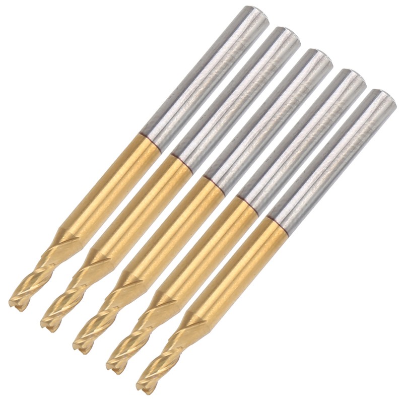 5Pcs 3Flute Flat End Milling Cutter Round Shank TiPlated Accessories