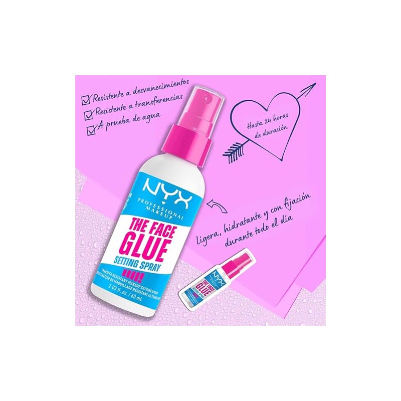NYX Professional Makeup Face Glue Setting Spray, spray fijador de