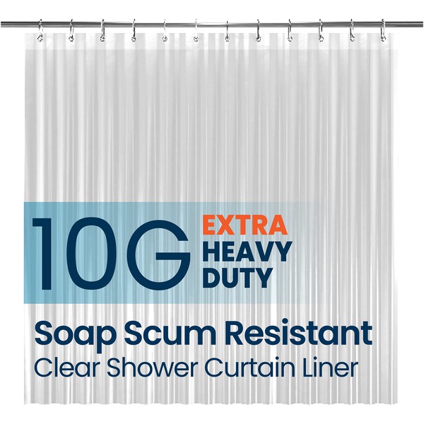 LiBa Bathroom Shower Curtain Liner - Waterproof Plastic Shower Curtain Premium PEVA Non-Toxic Shower Liner with Rust Proof Grommets Clear 10G Heavy Duty Bathroom Accessories 72x78