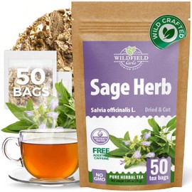 50 Bags Dried Sage Herb Herbs Tea (Salvia Officinalis) - 50 Count Tea Bags Salvia Sage