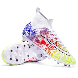 tevzolpa Soccer Cleats Mens Womens Indoor Soccer Shoes Wide Baseball Turf Shoes Youth Rugby Shoes Adult Artificial Ground AG FG TF Football Boots (2023 Bai AG_46)