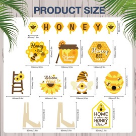 AHANDMAKER 15 Pieces Bee Gnome Themed Tiered Tray Decor Set Honey Bee Signs Table Top Decor Rustic Farmhouse Style for Spring & Summer Home Farmhouse Rustic Kitchen Decorations