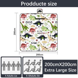 Lrocotanc Picnic Mat 2 m x 2 m (Dinosaur) - Large Foldable Waterproof Picnic Blanket - Outdoor Crawling Blanket & Beach Mat | Washable Picnic Blankets for Camping, Garden & Beach