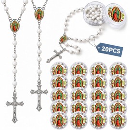 20pcs Collares Perfumados de Nuestra Señora de Gracias,Rosarios Católicos, Rosarios para Recuerdos, Ideal para Bautizo, Día de la Virgen de Guadalupe, Primera Comunión, Confirmación y Regalos de Boda