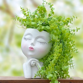 LovTocTic Face Planter, Head Planter, Plant Pots Indoor, Plant Pot for Home Decor, Flower Pots with Drainage, Cute Planters for Women, Succulent Pots, Face Flower Pot(7.2 Inch)