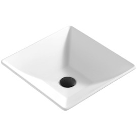 Karran Quattro QM178 Vibrant Matte White 16 in. Square Bathroom Vessel Sink