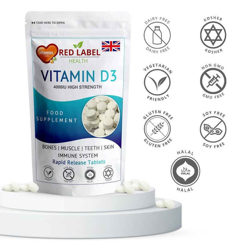 Red Label Health Vitamin D3 4000 IU, Pack of 200
